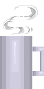 A pixelated illustration of a coffee mug.